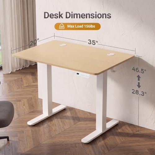 Claiks Electric Standing Desk 35x20 Inch Adjustable Desk, Nature - Image 3