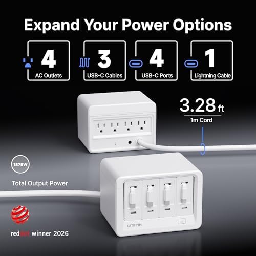 Gitryin 12-in-1 Desktop Charging Station, 160W USB Retractable GaN Charger - Image 2
