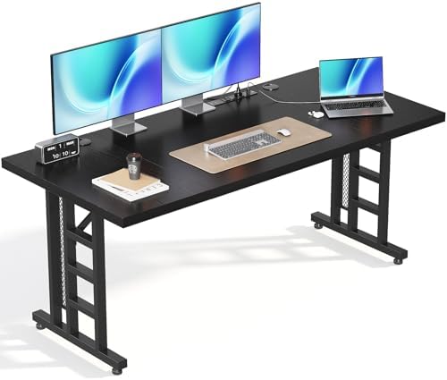 OffiGo 71 Inch Executive Computer Desk with Outlets, Black by OfficeGo-ForHomeOfficeWork