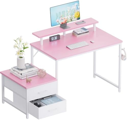 Pamray 50 Inch Small Computer Desk with Drawers and Storage by PAMRAY