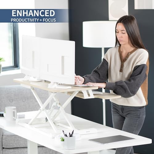 VIVO Light Wood 36 in Standing Desk Converter, DESK-V036KF - Image 4