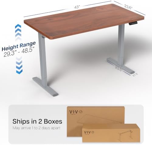 VIVO Dark Walnut 43 x 24 in Standing Desk, DESK-KIT-1G4D - Image 3