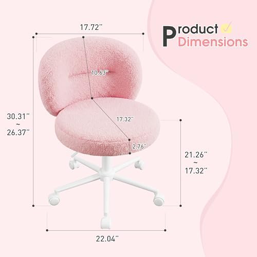 Homkdom Round Vanity Chair with Silent Wheels, 17.32" Wide Seat - Image 2