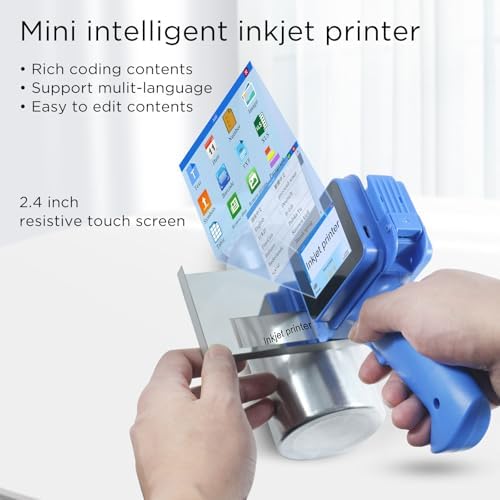 Handheld Inkjet Printer with 42ml Quick-Drying Ink Cartridge, 0.5 Inch Nozzle Ink Jet Coding Machine for EXP Date/Batch Number/QR Code/Barcode/Logo/Text (ZM-C12mini) (Blue) - Image 2