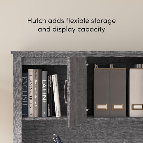 Bestar U or L Shaped Desk with Hutch and Drawers, Bark Grey, Logan, 66W - Image 6