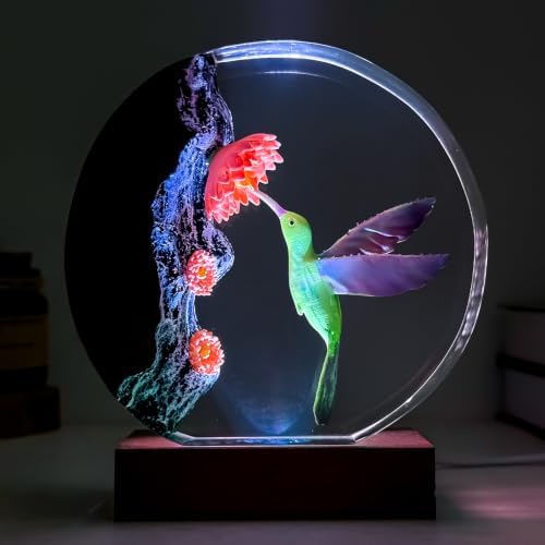 Hummingbird Resin Lamp, Handmade Resin Night Light for Home Office Decor - Image 6