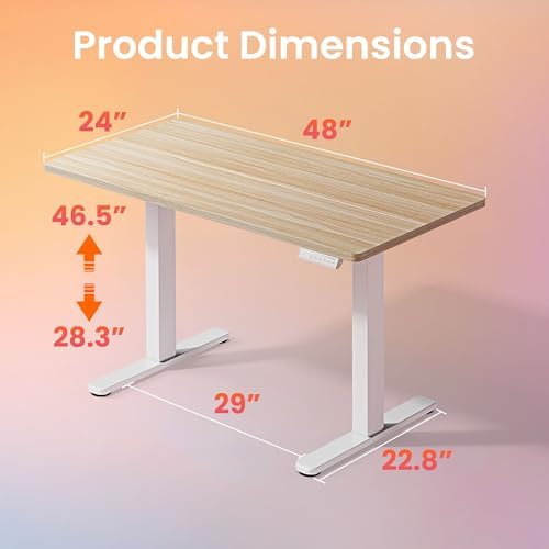 HUANUO 48x24 Inch Electric Standing Desk, Height Adjustable, Natural - Image 3