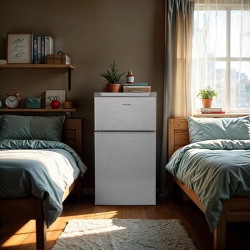 Frigidaire Compact Refrigerator with Top Freezer - 2 Door Fridge with 3.2 Cu Ft, Contemporary Series, Platinum - Image 7