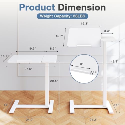 DUMOS Standing Desk with Wheels, Rolling Desk, Laptop Table - Image 5