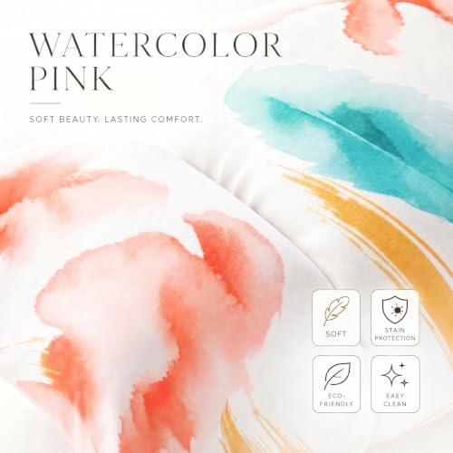 Efomao Watercolor Fabric Executive Office Chair Home Foot Rest, Pink - Image 6