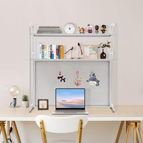 Desktop Bookshelf,Desk Organizer,Bookcase for Computer Desk,Desk Organizer Shelf for Living Room, Bedroom, Study, Office (White) - Image 2