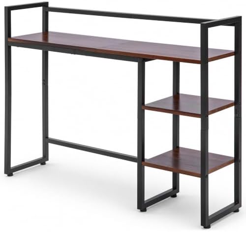 Bunkal Desk Hutch, 38.6 Inch Solid Bamboo Desktop Bookshelf Organizer with Reversible Side Shelf, Full-Size Keyboard Gap, Shelf for Top of Desk, Dorm (Walnut) by Unknown