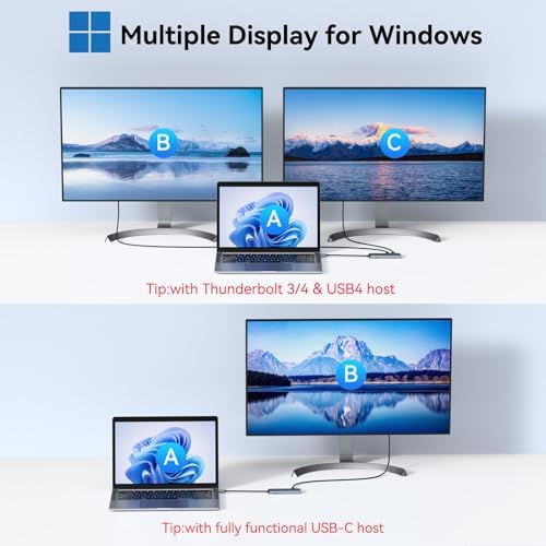 LIONWEI USB C Splitter Dual Monitors for MacBook Pro, 2USB-C Video Output 4K@60Hz, 10Gbps Data Transfer, 100W PD Charging, Dual Monitor Adapter Dongle for USB C Monitor, Windows, MacBook Pro/Air - Image 4