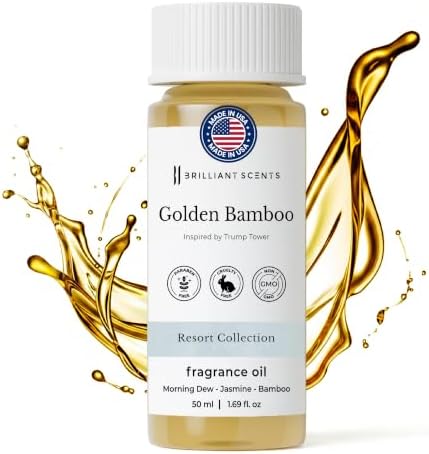 Brilliant Scents Golden Bamboo Fragrance Oil for Diffuser, 50ml - Inspired by Trump Tower Hotel Scent - Premium Home & Hotel Essential Oils for Waterless & Cold Air Diffuser, USA Made by BrilliantScents