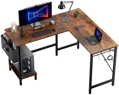 L Shaped Computer Gaming Desk with PC Stand for Home Office by HAPPYMONTLLC