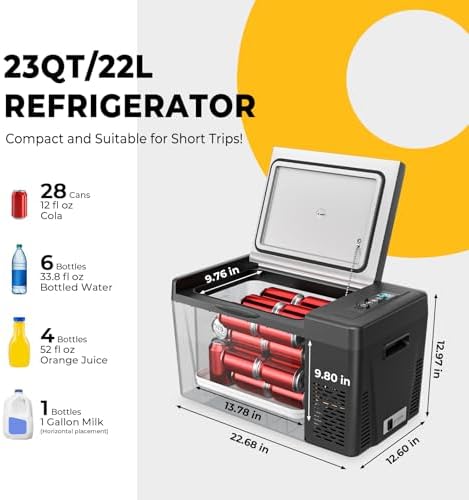 BougeRV 12v refrigerator 23 Quart, -8℉~50℉ Portable Freezer for Car, Black - Image 4