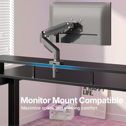 HUANUO 63″ X 26″ Electric Standing Desk with 2 Drawers &24.4″ Large Keyboard Tray, C-Clamp Mount Compatible, Adjustable Computer Desk for Office, Sit Stand Up Desk with 4 Height Presets, Black - Image 4
