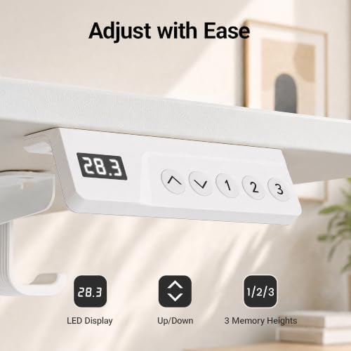 Claiks 48 x 24 Inch White Electric Standing Desk - Image 6