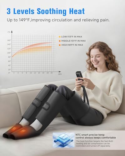 Leg Compression Boots: Foot Massager with 3 Heat 3 Mode 3 Intensity, Black - Image 3