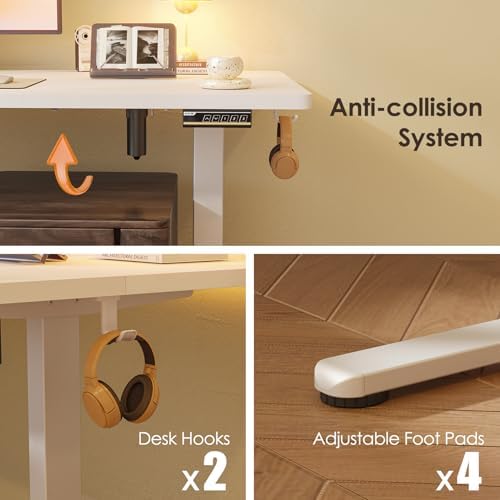 Monomi 59" Electric Standing Desk,Adjustable Height Sit Stand Up Desk,White - Image 4