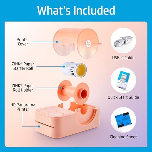 HP Sprocket Panorama Instant Portable Color Label & Photo Printer (Pink) Gift Bundle with case, Zink roll, Photo Album, Markers, Stickers and Frames - Image 2