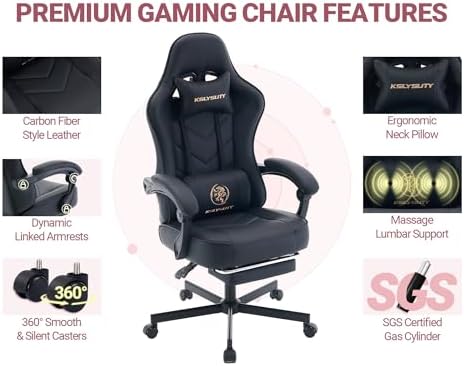 Mistpeople Gaming Chair, Ergonomic High Back Computer Chair with Footrest, Lumbar Support & Pocket Spring Cushion, Comfortable Swivel Home Office Desk Chair for Adults - Image 5