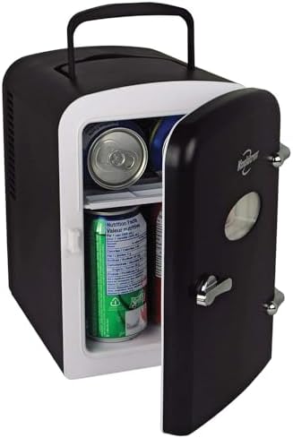 Koolatron Mini Fridge- Black Refrigerator 6 Can Portable Cooler for Bedroom Office Dorm Car Compact Fridge for Drinks Makeup Skincare Dual Power 12V 110V - Image 6