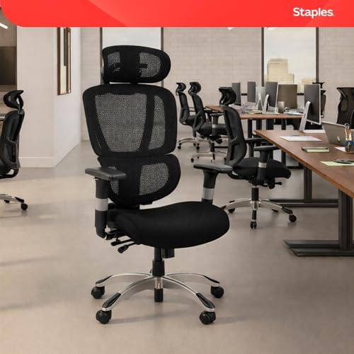 Staples Ergonomic Mesh Task Chair with Lumbar Support, Swivel, Black - Image 2