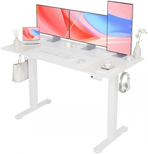 YDN Electric Standing Desk, 55x24 Inch, White by YDN