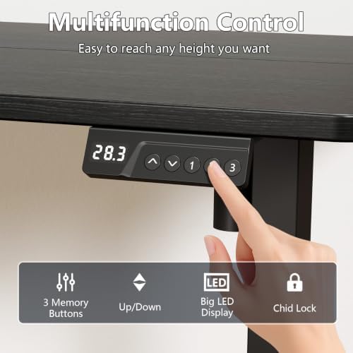 48x24 inch Electric Standing Desk, Height Adjustable, Black - Image 5