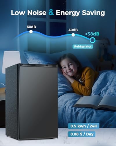 Feelfunn 3.2 Cu.Ft Mini Fridge with Freezer, Small Refrigerator, Black - Image 4