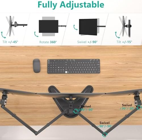 WALI Freestanding Triple Monitor Stand for 13-27 inch Screens，22lbs per Arm - Image 5