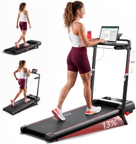 RHYTHM FUN Incline Walking Pad with Handle Bar, 37.5" Runng Belt, 300 LBS by RHYTHMFUN