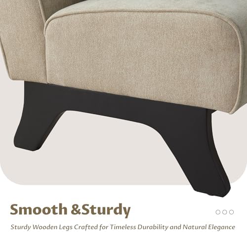 Upholstered Armless Accent Chair Set of 4,Modern Comfy Living Room Chairs with Wooden Legs& Pillows,Lounge Sofa Side Chair for Bedroom Farmhouse Reading (4 PCS, Brown) - Image 6