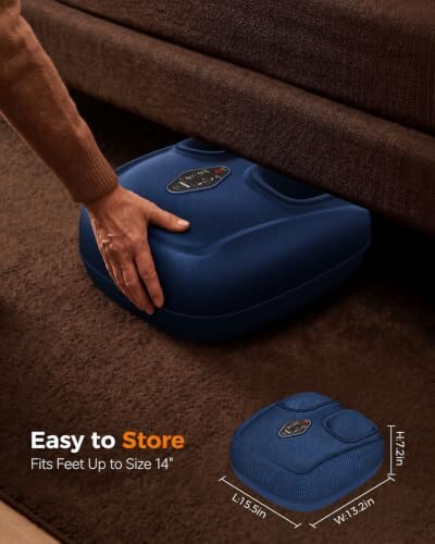 Shiatsu Foot Massager with Heat & Air Compression, Remote Control, Washable Sleeves, Multi Intensity Knead, Auto Timer, Safe Foot Massage Machine for Home & Gifts (Dark Blue) - Image 7