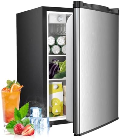 Electactic 2.56 Cu.ft Compact Refrigerator with Reversible Single Door, Silver by Electactic