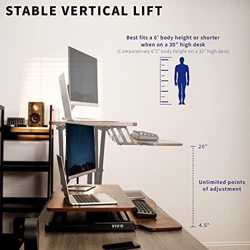 VIVO Rustic Vintage Brown 32 inch Standing Desk Converter, DESK-V000KN - Image 4