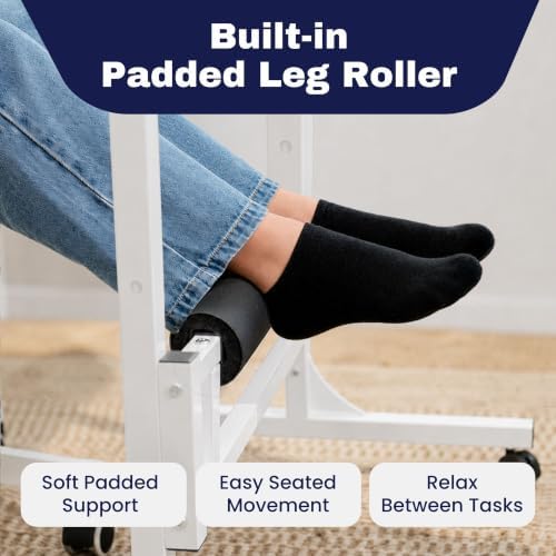 Small Rolling Desk with Wheels, Adjustable Height 27"-43.3" Portable Standing Desk, 31.5"x15.7" Tabletop, Mobile Laptop Computer Table for Home Office Workstation, White - Image 5