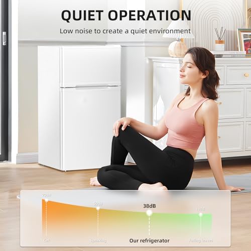 Antarctic Star Mini Fridge with Freezer, Double Door Compact Refrigerator, Adjustable Thermostat, Small Fridge for Bedroom Office Dorm Apartment, 2.45 Cu.Ft, White - Image 5