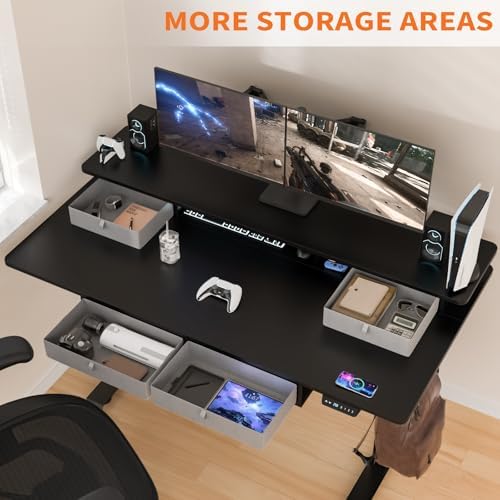 63 x 30 Inch Electric Standing Desk with 4 Drawers, Classic Black - Image 5