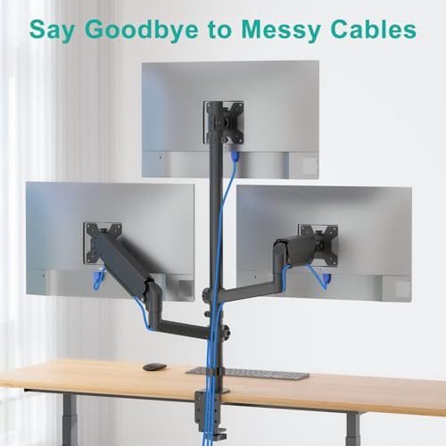 WALI Stacked Triple Monitor Mount for 13-27 inch Screens, 19.8 lbs per Arm - Image 4
