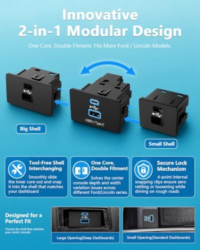 Wirelees Carplay for Ford F-150 Lincoln 2016-2023 SYNC 3.4 Auto USB Hub - Image 5