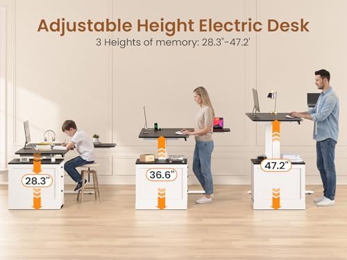 SEDETA Farmhouse L Shaped Electric Standing Desk, 70.9" x 39.4" Height Adjustable Office Executive Desk with 3 Drawers, Standing Computer Desks with Power Outlet for Home Office, White - Image 4