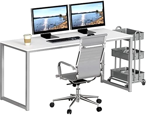 SHW Mission 55-Inch Home Office Computer Desk, White - Image 6