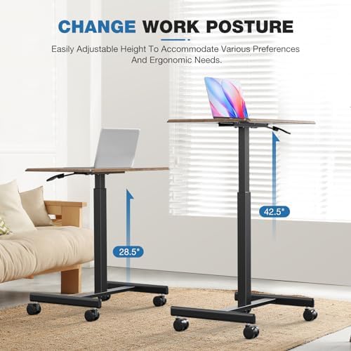 Mobile Rolling Desk, Small Standing Desk with Wheels - Image 4