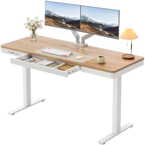 OffiGo 55 Inch Electric Standing Desk with Wooden Drawer, Maple by OfficeGo-ForHomeOfficeWork