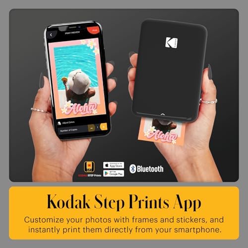 KODAK Step Instant Smartphone Photo Printer, Portable Mini Color Wireless Mobile Printer, Zink 2x3” (5.1x7.5 cm) Sticky-Back Photos, Bluetooth Compatible with iOS & Android Devices, Editing App, Black - Image 4