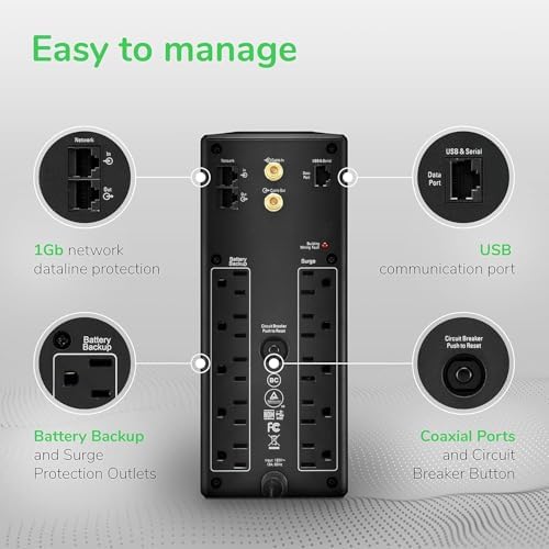 APC UPS 1500VA/900W, LCD, AVR, UPS Battery Backup & Surge Protector BX1500M - Image 2