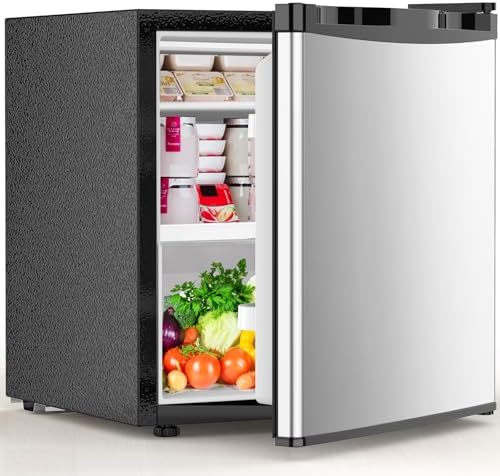 Electactic 1.6 Cu.ft Mini Fridge, Compact Single Reversible Door Refrigerator, Adjustable Thermostat, Ultra Quiet, Energy Efficient for Office, Dorm, Bedroom, Apartment -Silver by Electactic