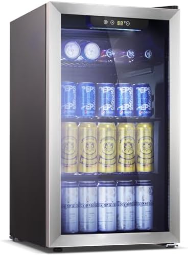 Antarctic Star Beverage Refrigerator -120 Can Mini Fridge for Soda Beer or Wine, Small Drink Dispenser, for Office or Bar with Adjustable Removable Shelves, Black, 3.3 Cu.Ft.… by AntarcticStar